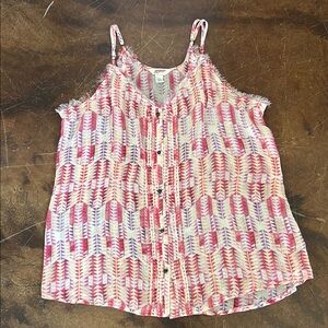Women’s cream colored Aztec style western sheer tank top size Large